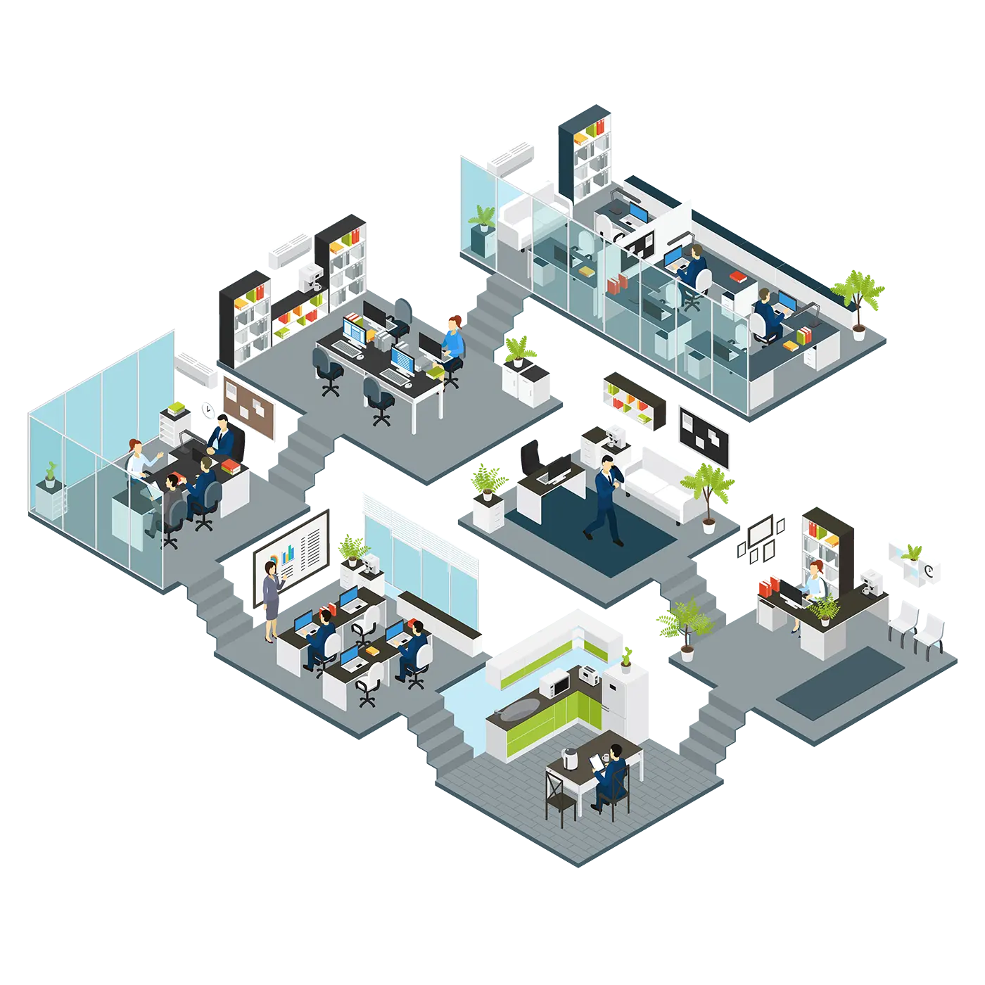 Illustration of an isometric office